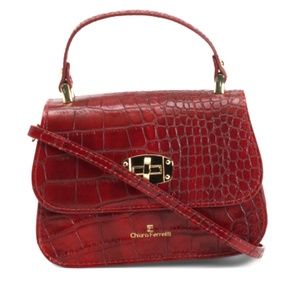 CHIARA FERRETTI RED "ALLIGATOR" FINE LEATHER BAG NEW